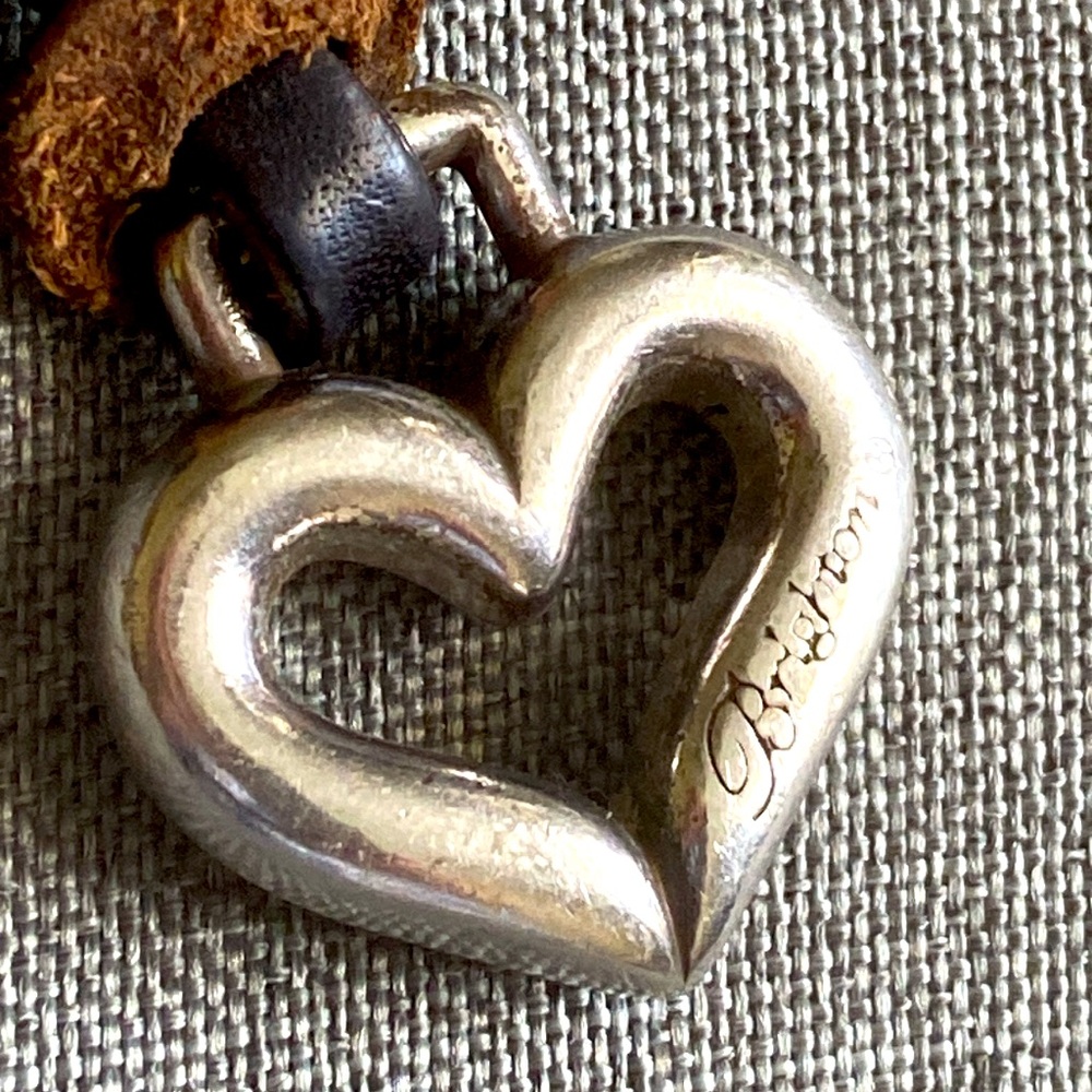 Vintage 90s FAT BRIGHTON HEART PURSE CHARM OR PENDANT ON LEATHER STRAP